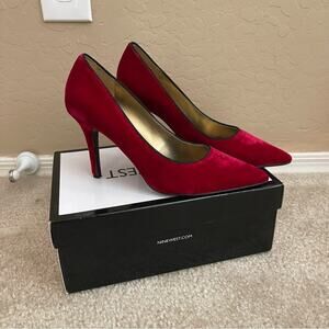 Nine West Red Velvet Point Toe Heels